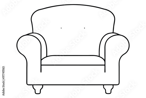 Cute Armchair line art vector illustration