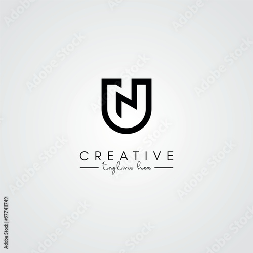 Modern Unique Artistic Letter UN NU Logo Design. Initial Based Letter Logo Vector.