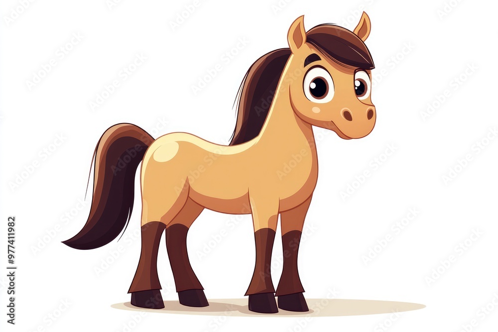 Cute cartoon horse standing and smiling Cute cartoon horse standing and smiling