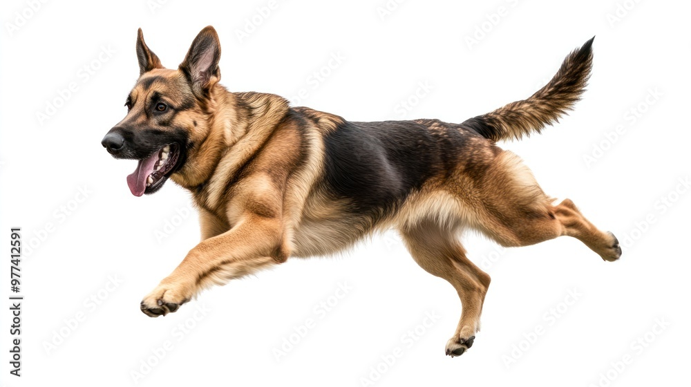Working dog performing specific tasks, white background, isolate Working dog performing specific tasks, white background, isolate
