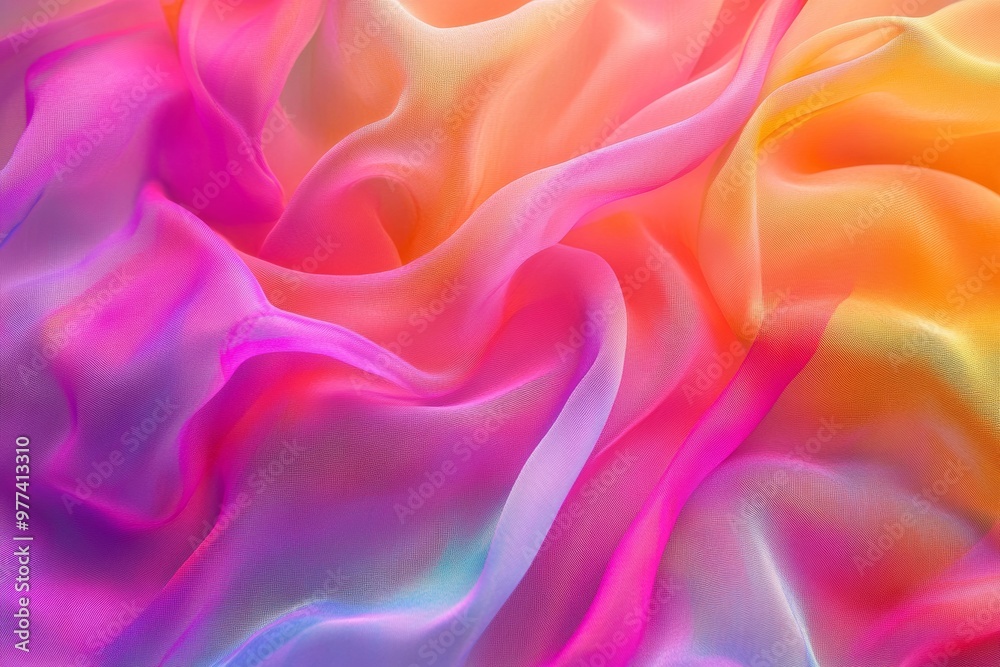 Obraz premium neon vibrant pink yellow fluorescent silk fabric textile texture 