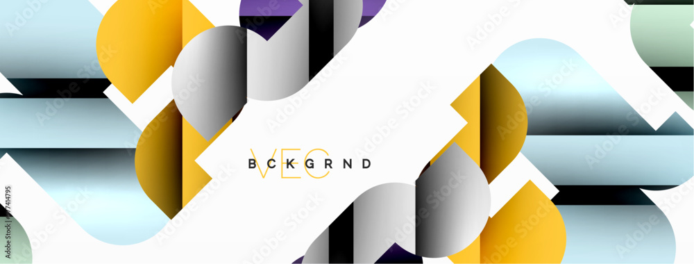 Colorful curve geometric shapes on white Colorful curve geometric shapes on white