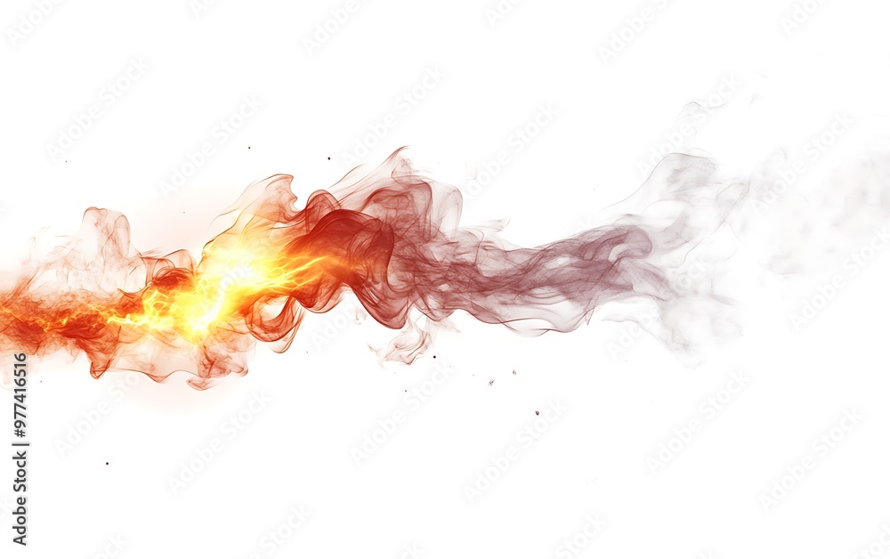 Hyperrealistic Glowing Ember with Smoke Trails Isolated on White Background Hyperrealistic Glowing Ember with Smoke Trails Isolated on White Background