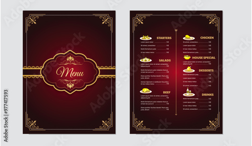 Menu card design, Restaurant menu card template