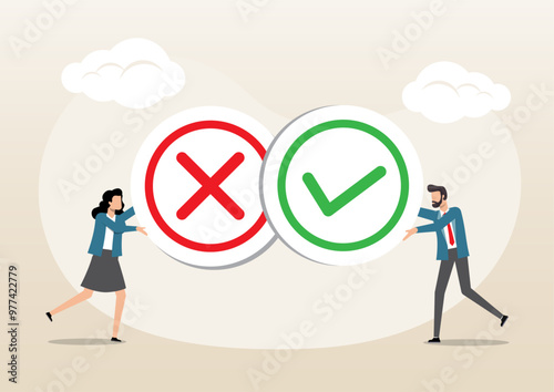business people holding big pros and cons