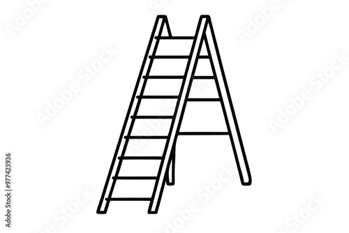 Stepladder line art vector illustration