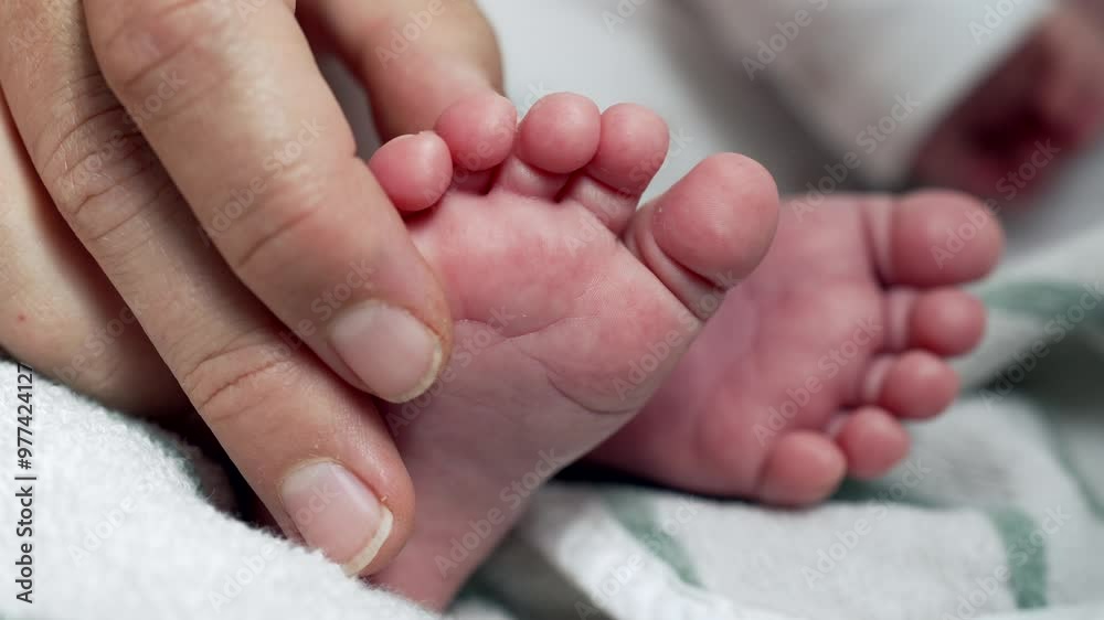 Close-up of parent’s fingers gently touching baby’s tiny toes, moment of tenderness, nurturing love, and gentle bonding in a safe and peaceful home environment Close-up of parent’s fingers gently touching baby’s tiny toes, moment of tenderness, nurturing love, and gentle bonding in a safe and peaceful home environment
