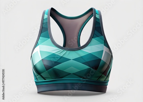 A sleek, modern sports bra template showcasing a stylish and snug design with adjustable straps, suitable for athletic wear and fitness enthusiasts. photo