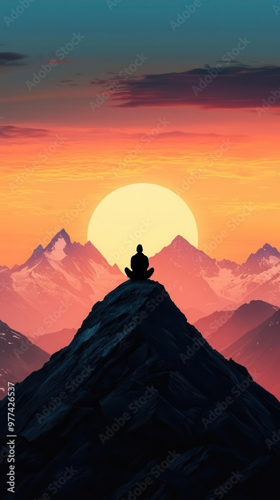 Silhouette of a person praying on a mountain peak, glowing light symbolizing the grace received through prayer Silhouette of a person praying on a mountain peak, glowing light symbolizing the grace received through prayer