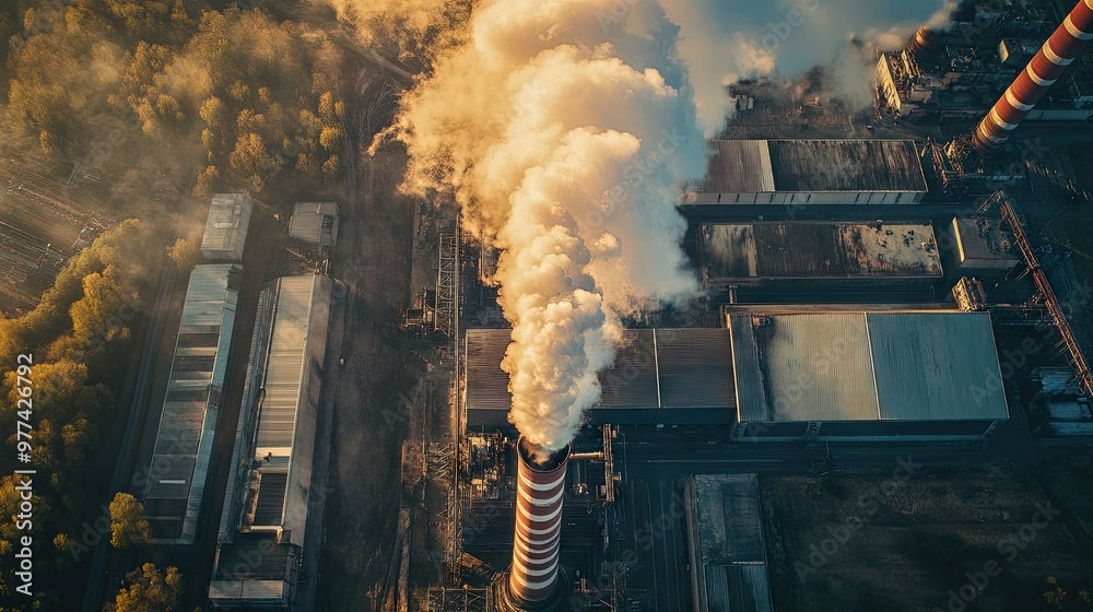 Pollution Is Rising Thick smoke rising from a coal power plant chimney, captured from an ...
