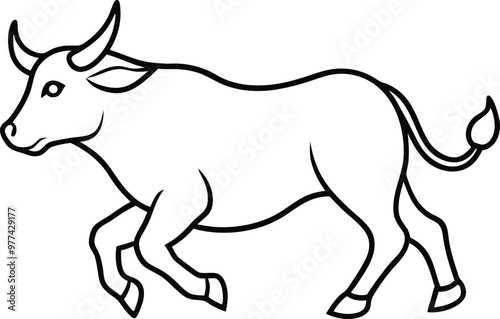 Elegant cow logo icon line art vector illustration with simple outline art and digital vector for a refined logo photo