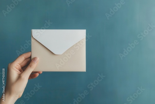 Hand holding an envelope with a Ballot Enclosed stamp, mailin vote, election mail