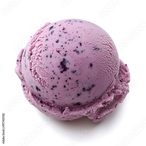 Scoop of blueberry ice cream isolated on white background