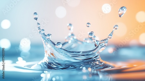 Stunning water splash captured with vibrant bokeh background, showcasing the beauty of droplets in motion.