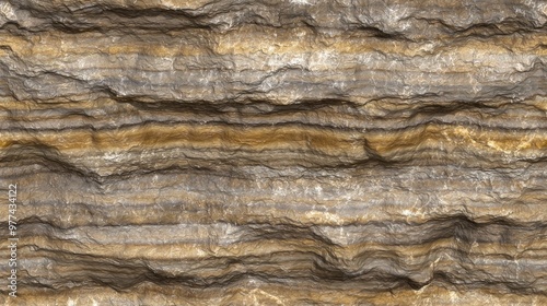 Natural earth layers with intricate textures captured in golden hues in a geological formation