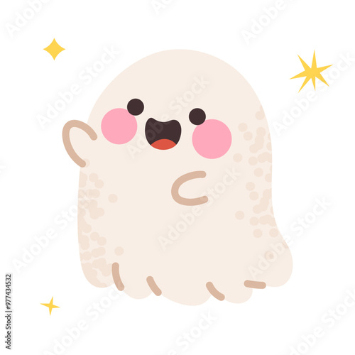 Cute ghost, vector illustration isolated on white background