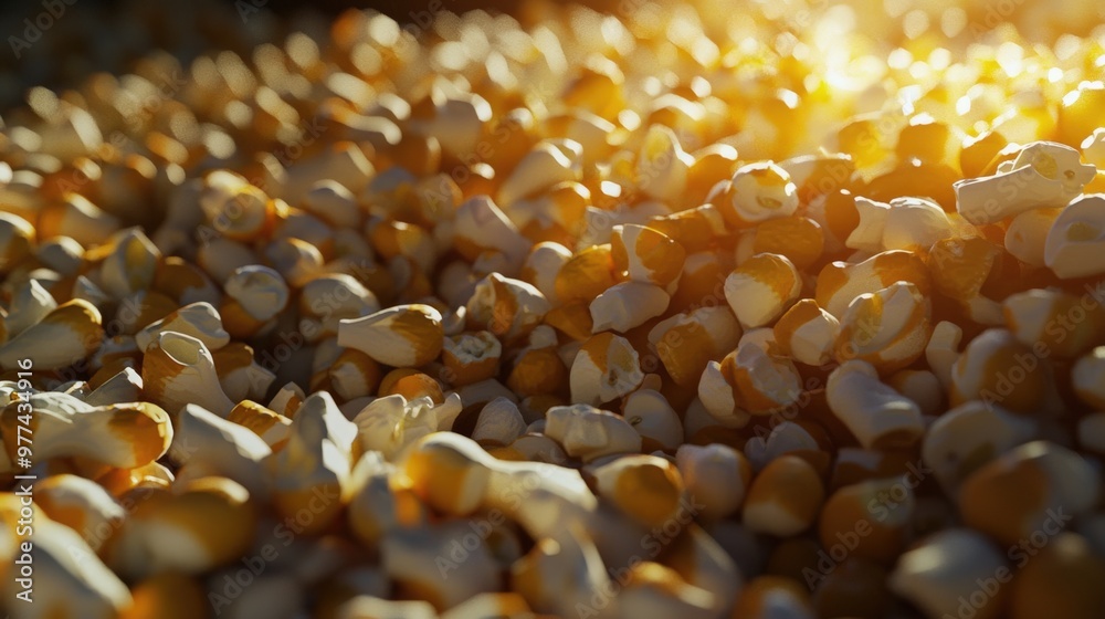 Golden kernels catching sunlight on a warm autumn afternoon in a harvest field Golden kernels catching sunlight on a warm autumn afternoon in a harvest field