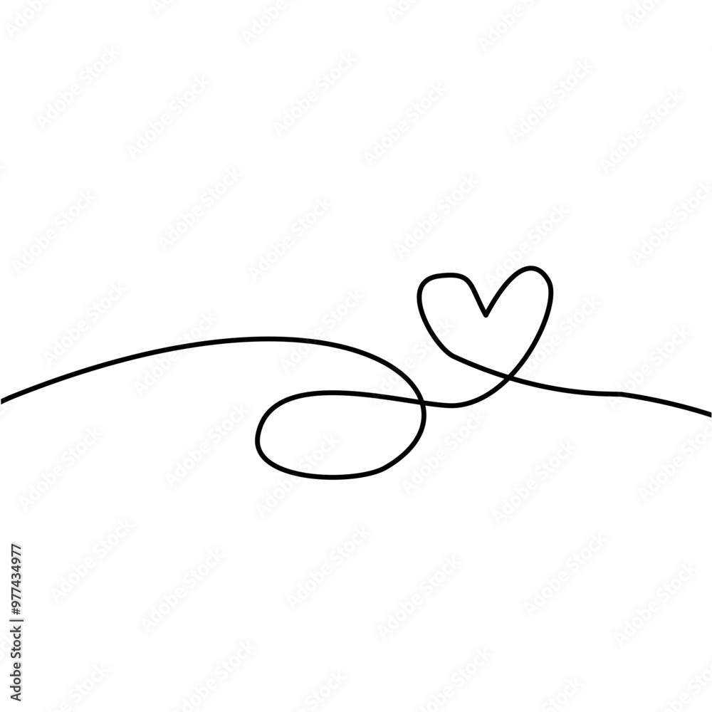 Vector illustration continuous one line art drawing of outline heart design Vector illustration continuous one line art drawing of outline heart design