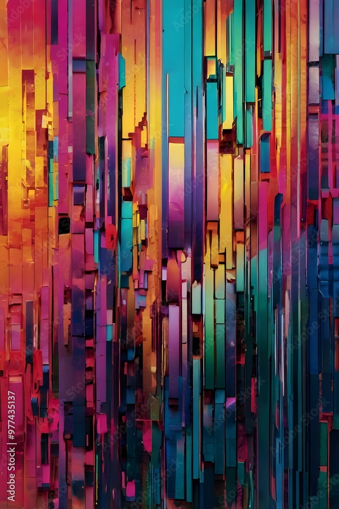 The abstract formation, with its jagged edges and multitude of colors, captivates the eye and draws the viewer in. The abstract formation, with its jagged edges and multitude of colors, captivates the eye and draws the viewer in.