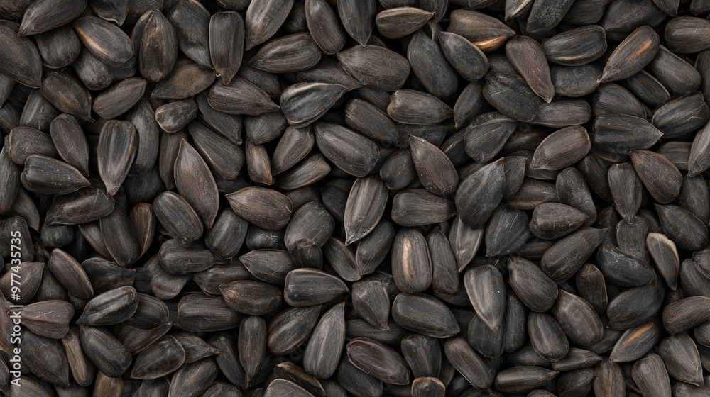 Natural texture display of sunflower seeds scattered across a wooden surface in soft lighting Natural texture display of sunflower seeds scattered across a wooden surface in soft lighting