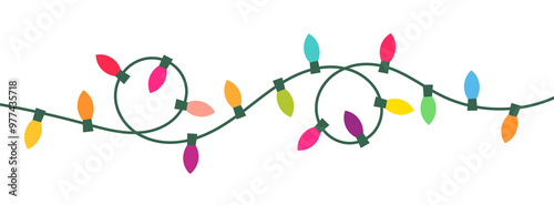Christmas lights string design element. PNG illustartion.