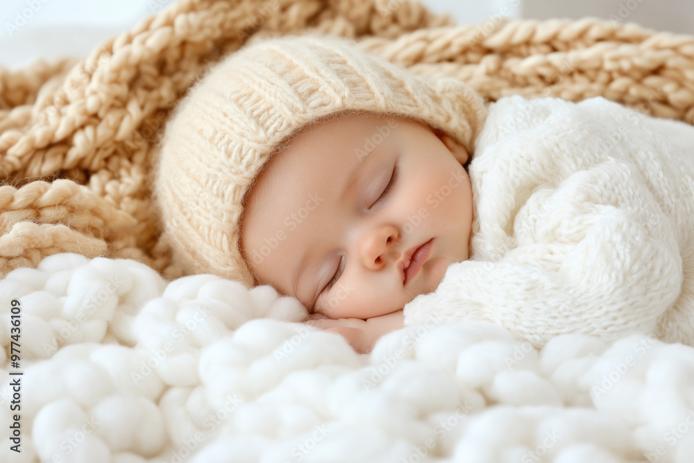A Newborn Baby In Cot A Newborn Baby In Cot