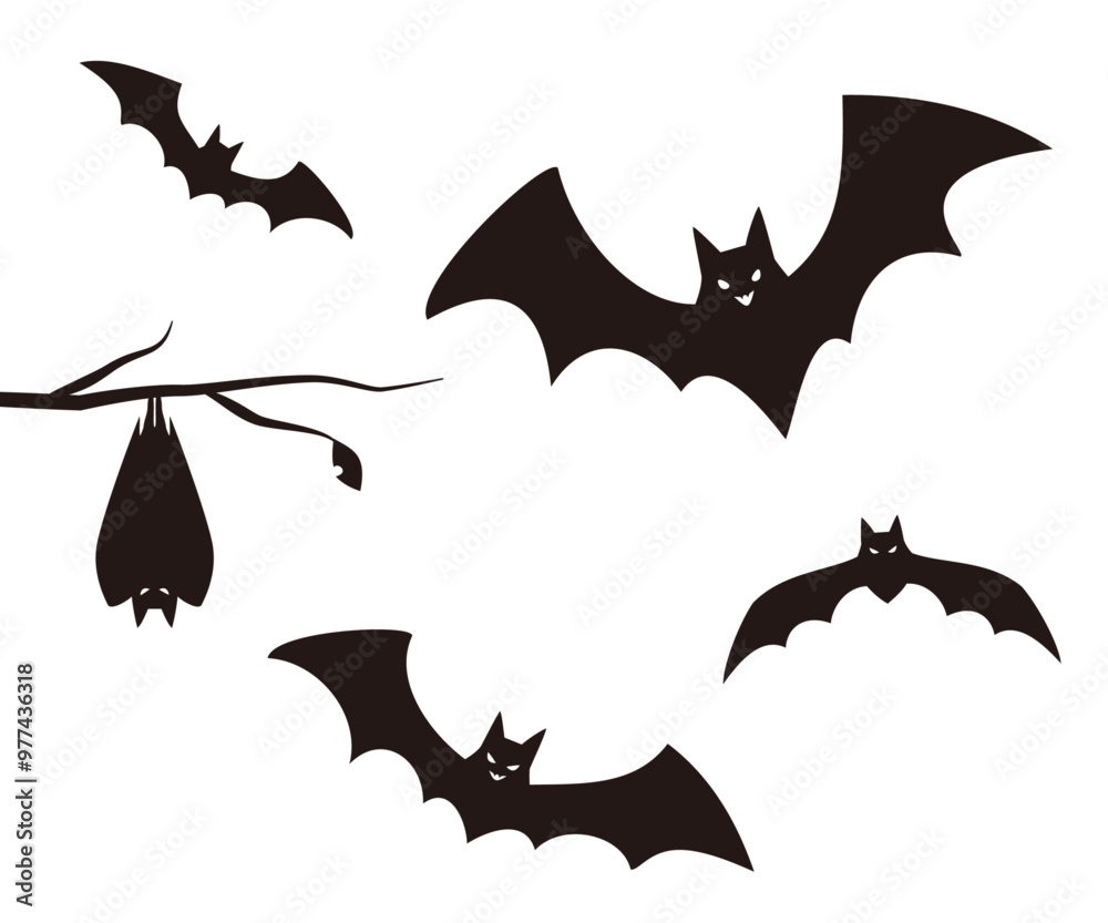 コウモリのシルエット ハロウィン コウモリのシルエット ハロウィン