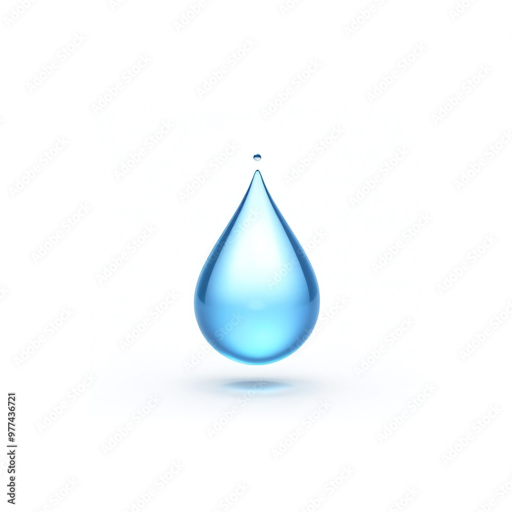 drip of 3D single spill blue clean water, isolated in white background. drip of 3D single spill blue clean water, isolated in white background.