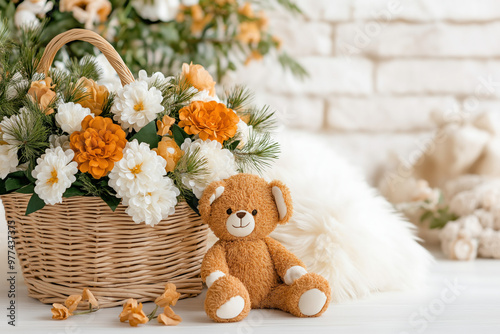 Basket With Newborn Baby St...
