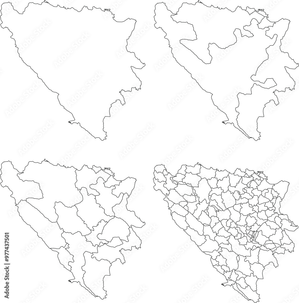 Fototapeta premium BOSNIA AND HERZEGOVINA MAP with its administrative divisions and regions