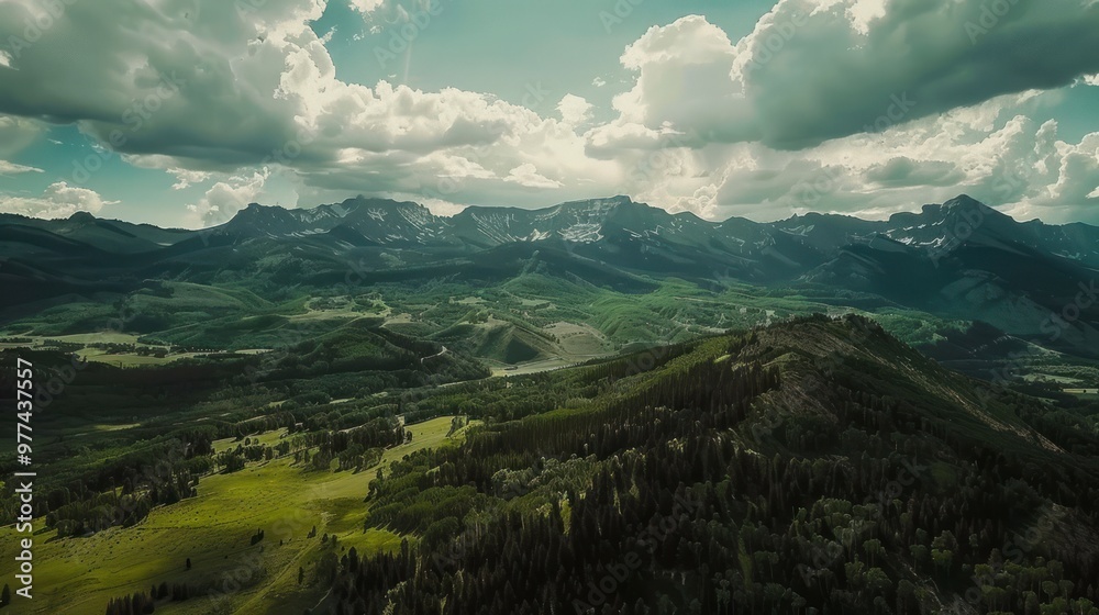Naklejka premium Mountain Range Aerial View