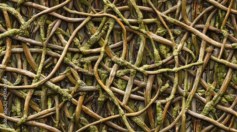 Intricate patterns of twisted vines and branches captured in natural harmony and color Intricate patterns of twisted vines and branches captured in natural harmony and color