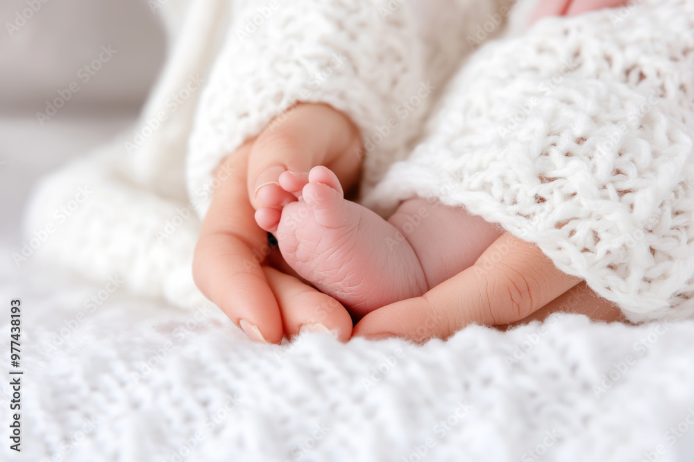 Bonding Time: Close-Up Of A Mother's Hands Gently Holding Her Baby's Tiny Feet, Symbolizing The Connection And Love Shared Between Them Bonding Time: Close-Up Of A Mother's Hands Gently Holding Her Baby's Tiny Feet, Symbolizing The Connection And Love Shared Between Them