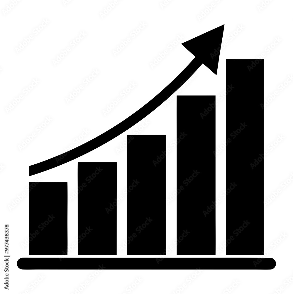 Stylized upward trending bar graph illustrating growth and success in business copy space