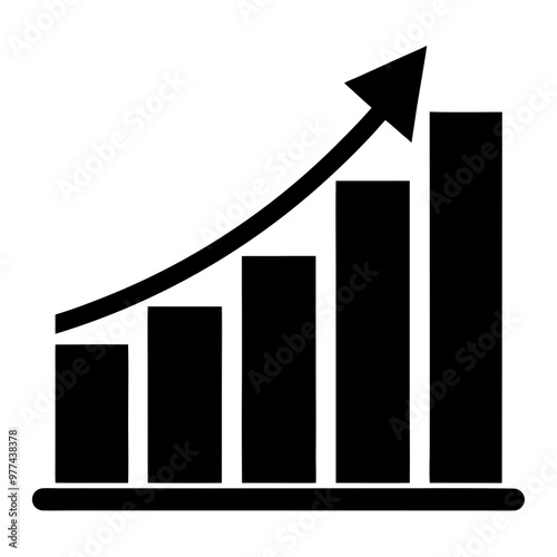 Stylized upward trending bar graph illustrating growth and success in business copy space