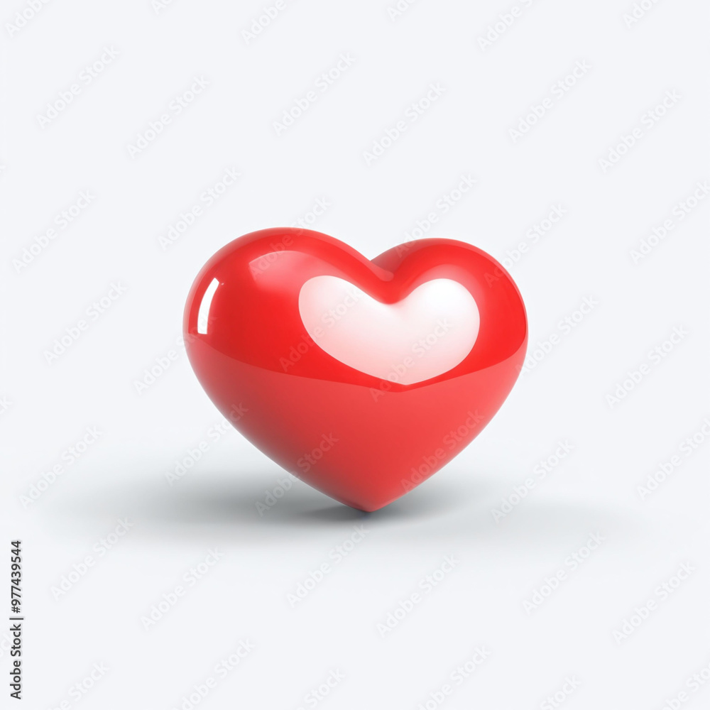 3D semi realistic red and white love heart icon badge, for emoticon or graphic design resource, isolated in white background. 3D semi realistic red and white love heart icon badge, for emoticon or graphic design resource, isolated in white background.