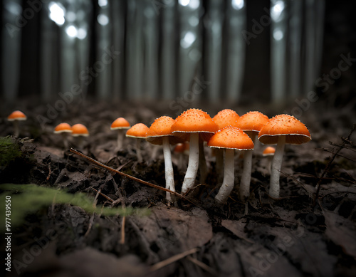 fly mushroom, fly mushrooms, fly agaric in the forest