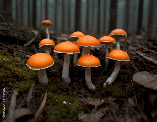 fly mushroom, mushroom in the forest, fly mushroom in forest photo