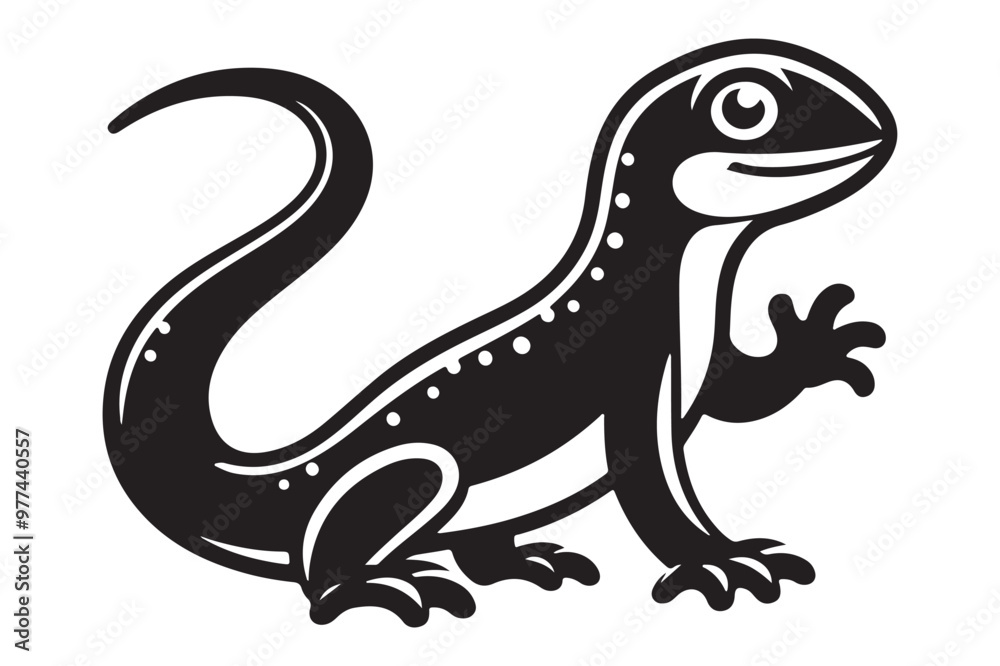 Black Lizard Vector Icon on White Background Black Lizard Vector Icon on White Background