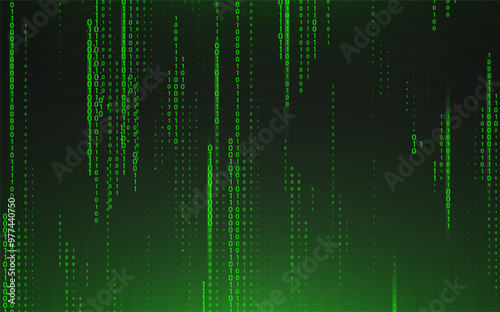 Binary code background in digital technology style. Dynamic line with zeros and ones - data and cyberspace flow concept