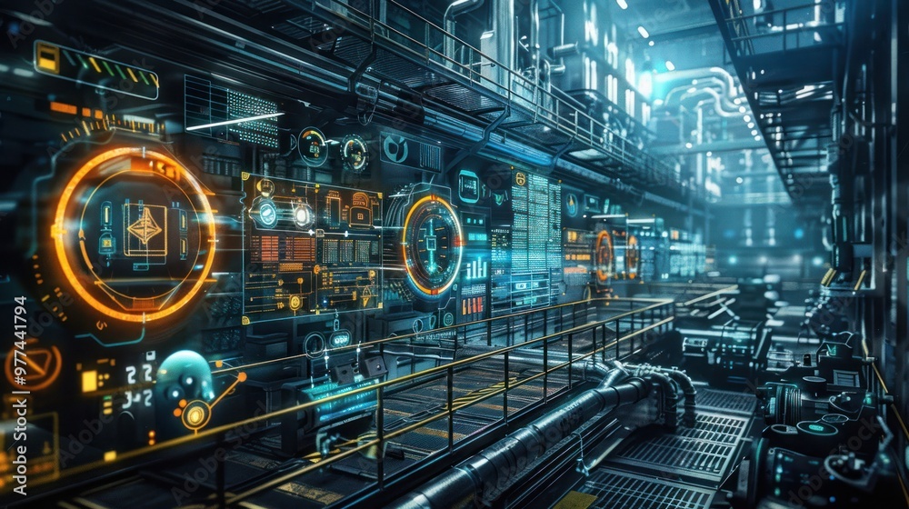 Futuristic Industrial Control Room Futuristic Industrial Control Room