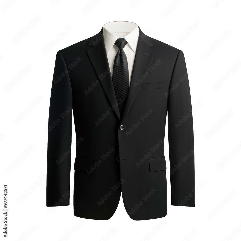 Elegant black suit with a professional shirt and tie, ideal for formal occasions and business events. transparent background Elegant black suit with a professional shirt and tie, ideal for formal occasions and business events. transparent background
