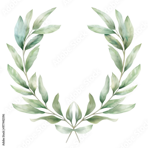 Wallpaper Mural A green leafy wreath with a white background Torontodigital.ca