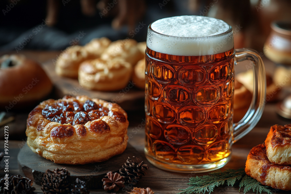 Mug of beer on a wooden table. Glass of beer on a wooden table Mug of beer on a wooden table. Glass of beer on a wooden table
