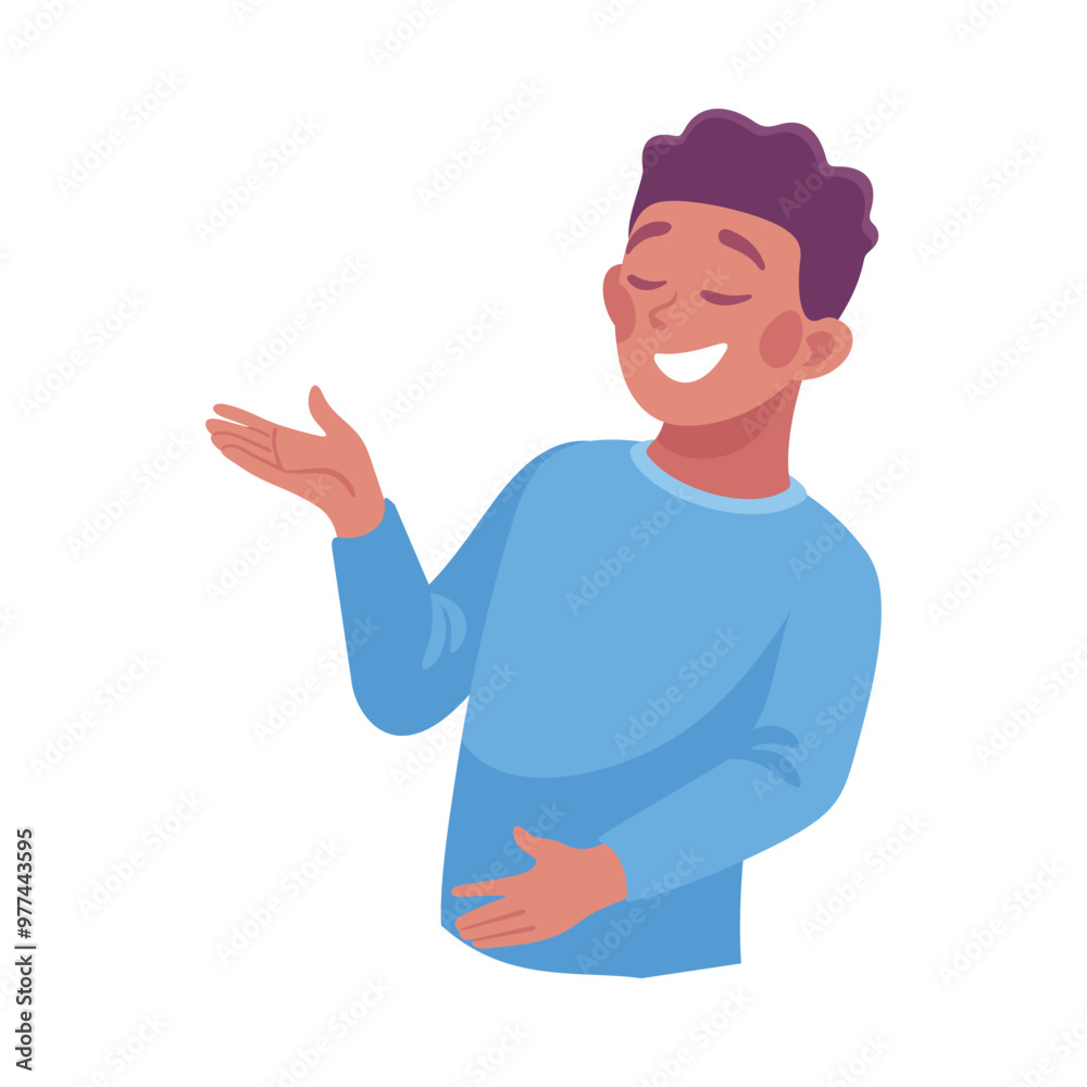 Man Character Talking to Somebody with Gesture Vector Illustration Man Character Talking to Somebody with Gesture Vector Illustration