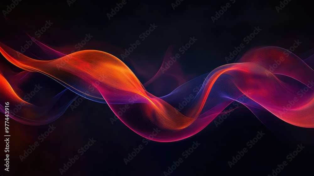 Smooth, flowing ribbons of color twisting through a dark, empty space. Smooth, flowing ribbons of color twisting through a dark, empty space.