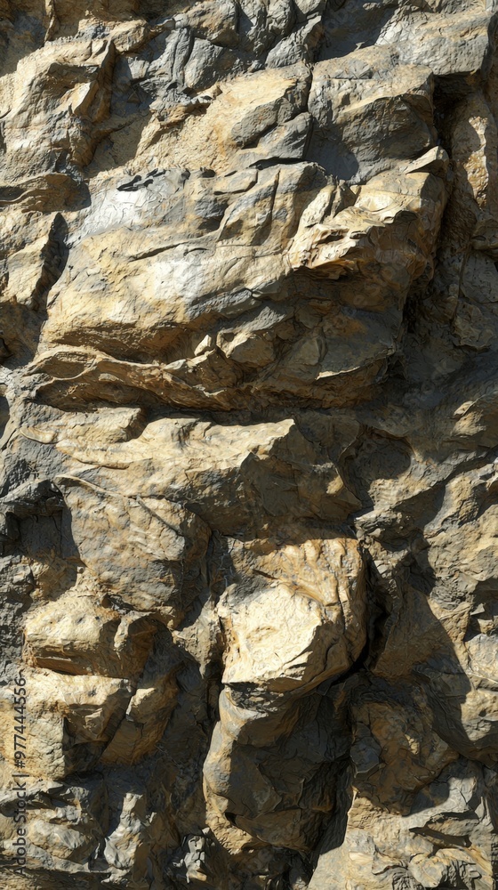Textured rock surface showcasing natural formations at midday in a rugged landscape Textured rock surface showcasing natural formations at midday in a rugged landscape