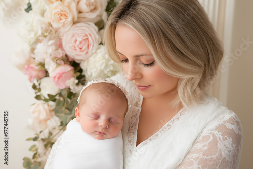 Mother And Newborn Baby Iso...