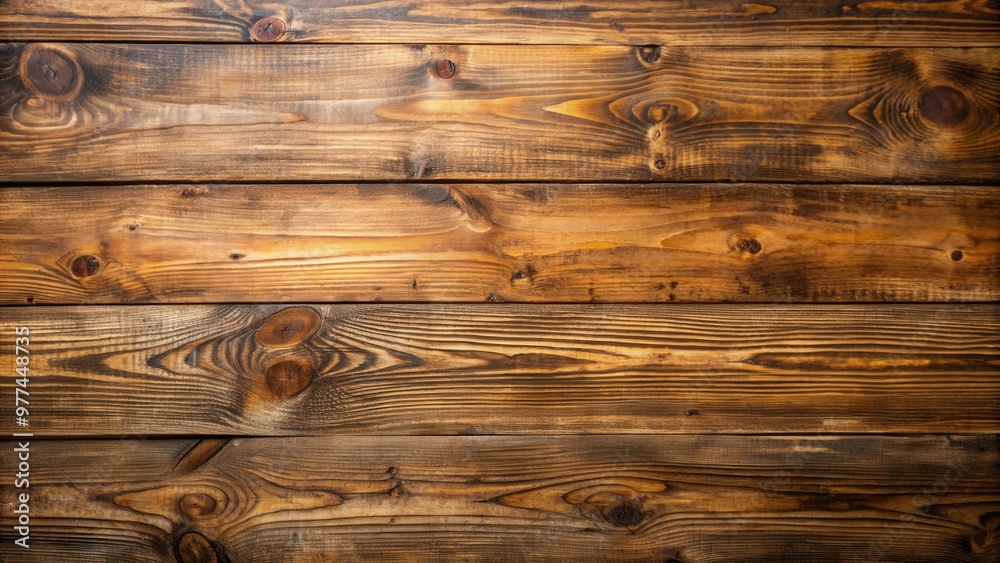 Naklejka premium An old, weathered wooden table with a rustic brown finish, perfect for backgrounds and flat lay photography