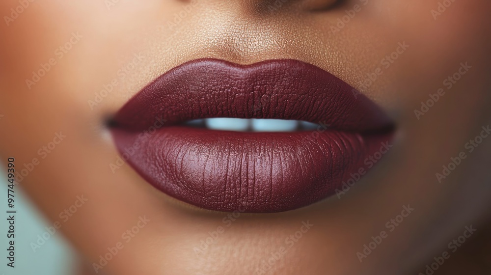 Obraz premium Burgundy Lips with Autumn Makeup